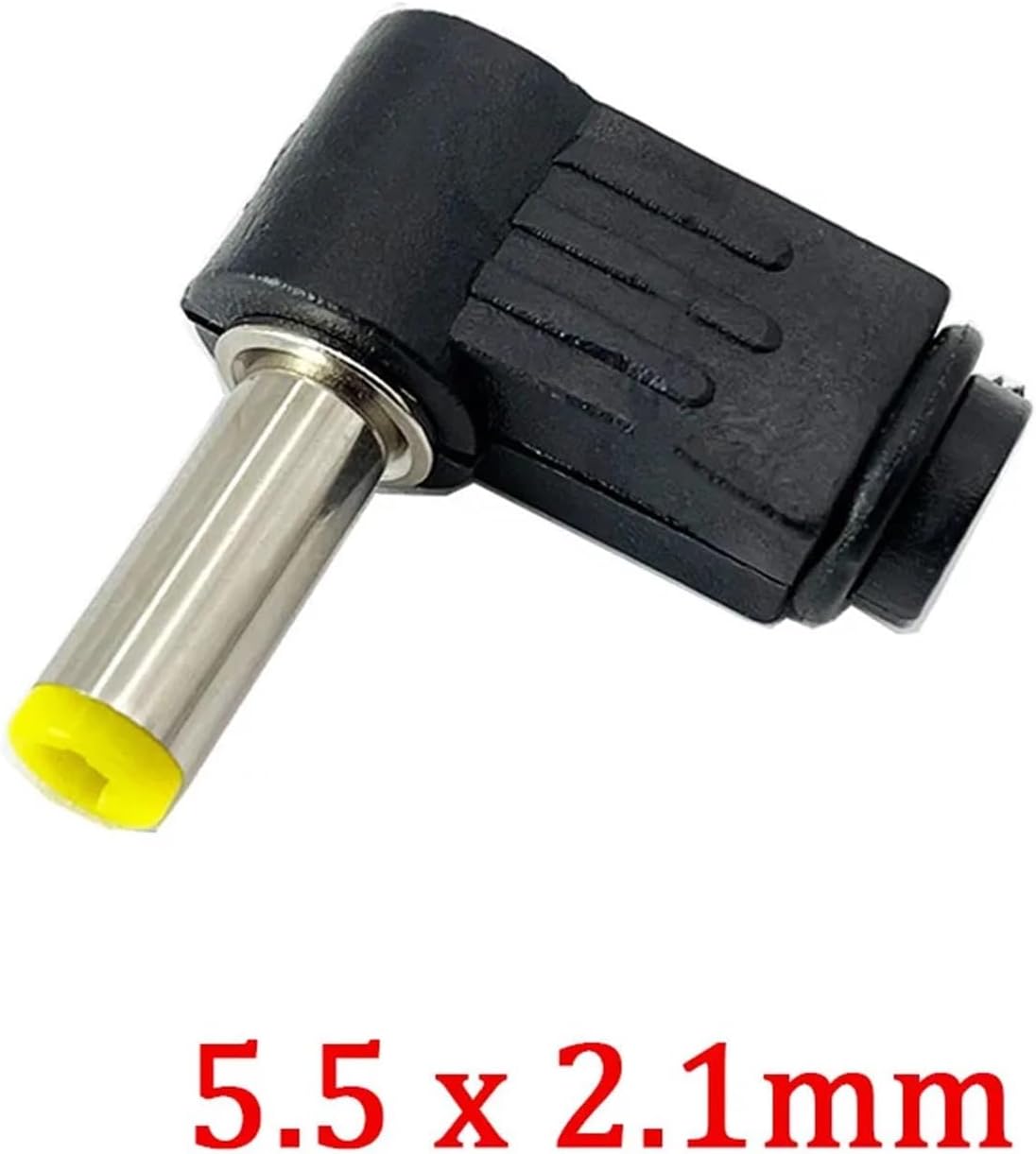 1/2/5Pcs Right Angle 5.5 * 2.1/5.5 * 2.5mm DC Power Male Welding Audio Connector with Yellow Head 90 Degree DC Adapter(5.5 x 2.1mm,5Pcs)