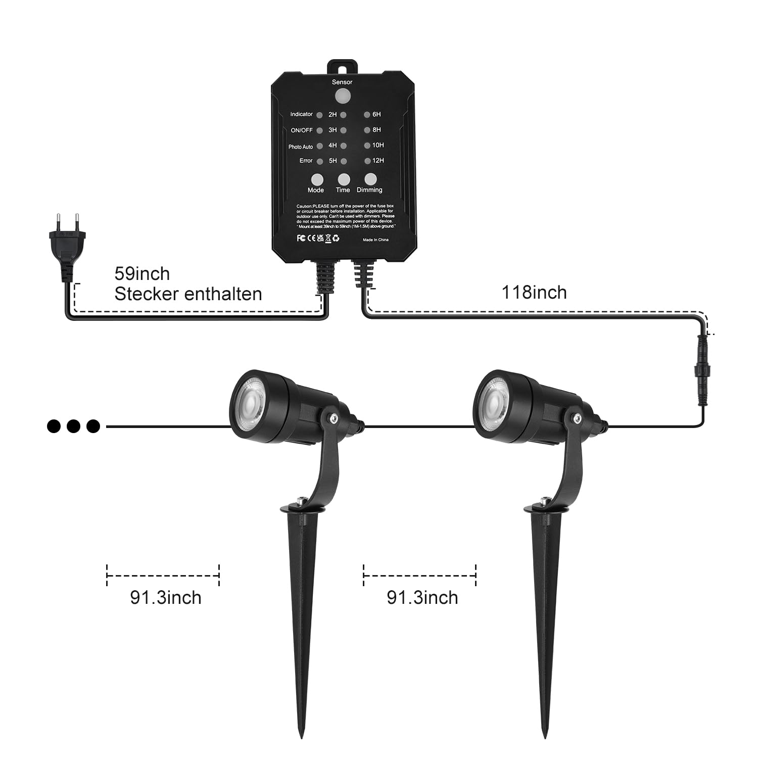 Gartenbeleuchtung LED außen mit Mit Timer- und Sensorfunktion，5W dimmbar Gartenstrahler Warmweiß 3000K 8 Stück，IP65 Wasserdicht für die Außen, Garten, Terrasse, Baum