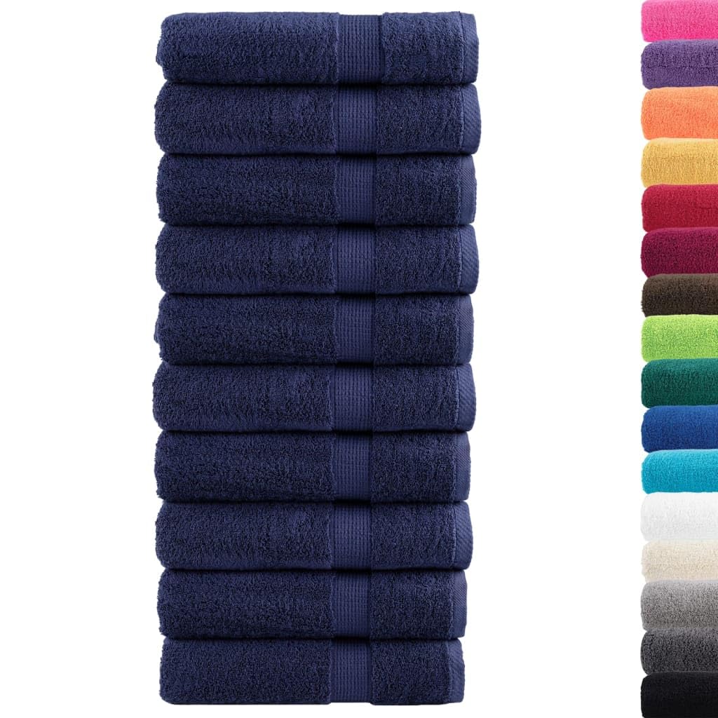 SOLUND Toallas de mano, 10 unidades, color azul marino, 50 x 100 cm, 600 g/m², 100 % algodón hilado en anillo, con certificado Öko-Tex, toallas de rizo absorbentes con práctica