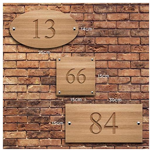 Active Window Films Personalised House Sign, V Carved, Custom Engraved Front Door Wood Number Plaque