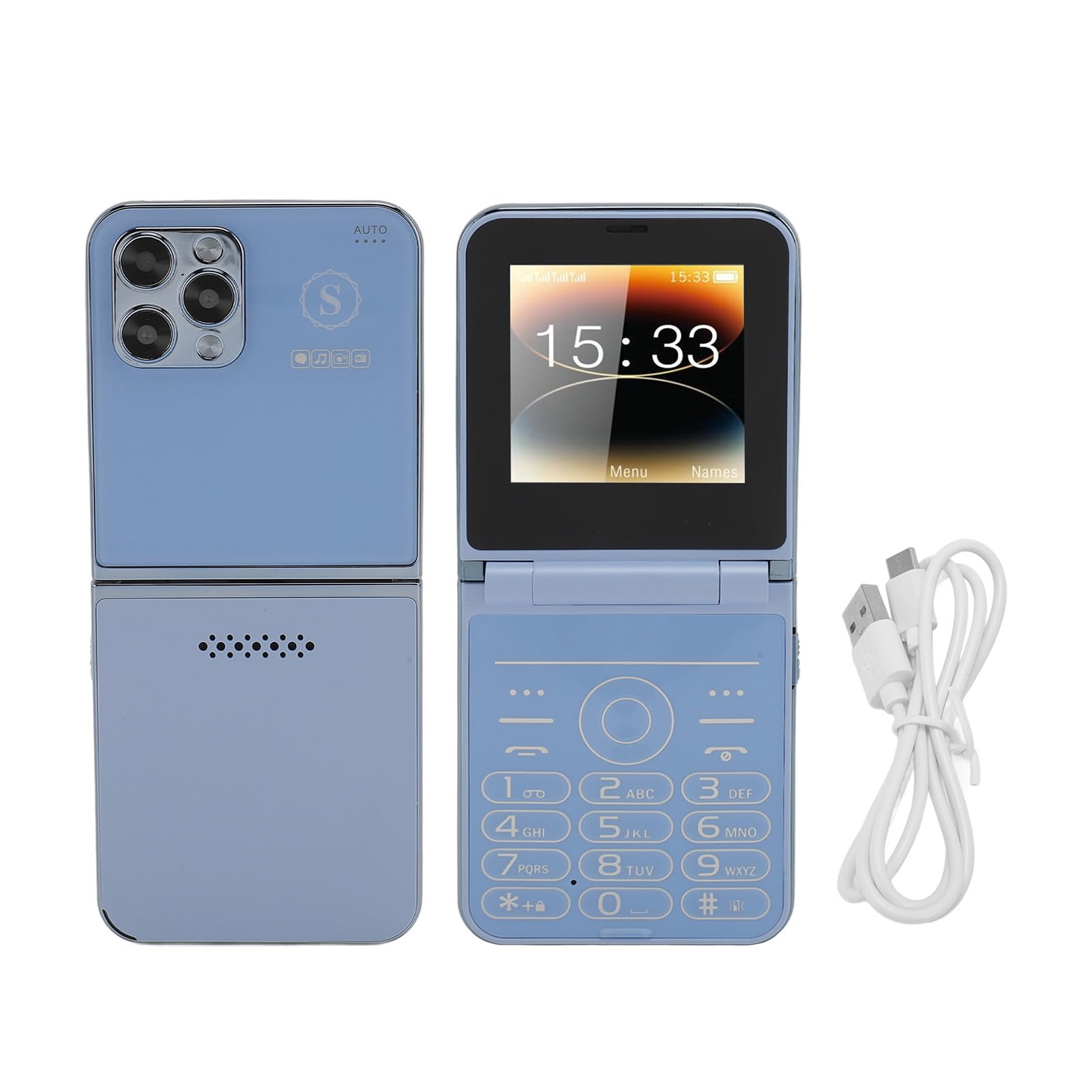 Bewinner Teléfono con Tapa Desbloqueado 2G para Mayores, Móvil con Botones Grandes y 4 SIM en Espera, Pantalla 2.6 Pulgadas (Azul)