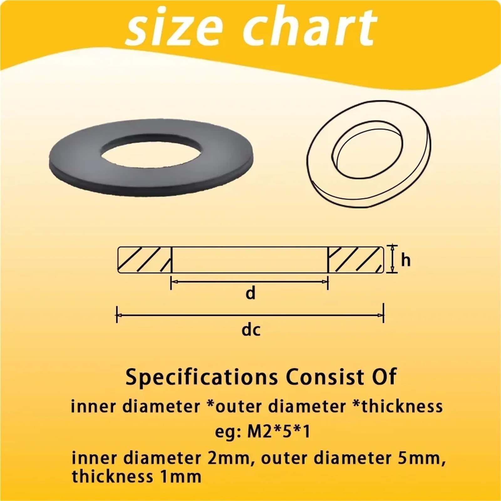 Arandelas planas de PVC Arandela plana Espaciadores anillo junta transparentes plástico negro Tamaños múltiples(Hard,M5x8x1mm(1000pcs))