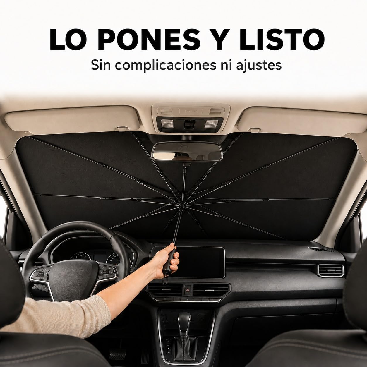 AlfaHome - Parasol Coche Delantero Paraguas Plegable con Funda – (140x80 cm) - Protección UV, Reduce el Calor Interior en Minutos, Parasol Coche Paraguas