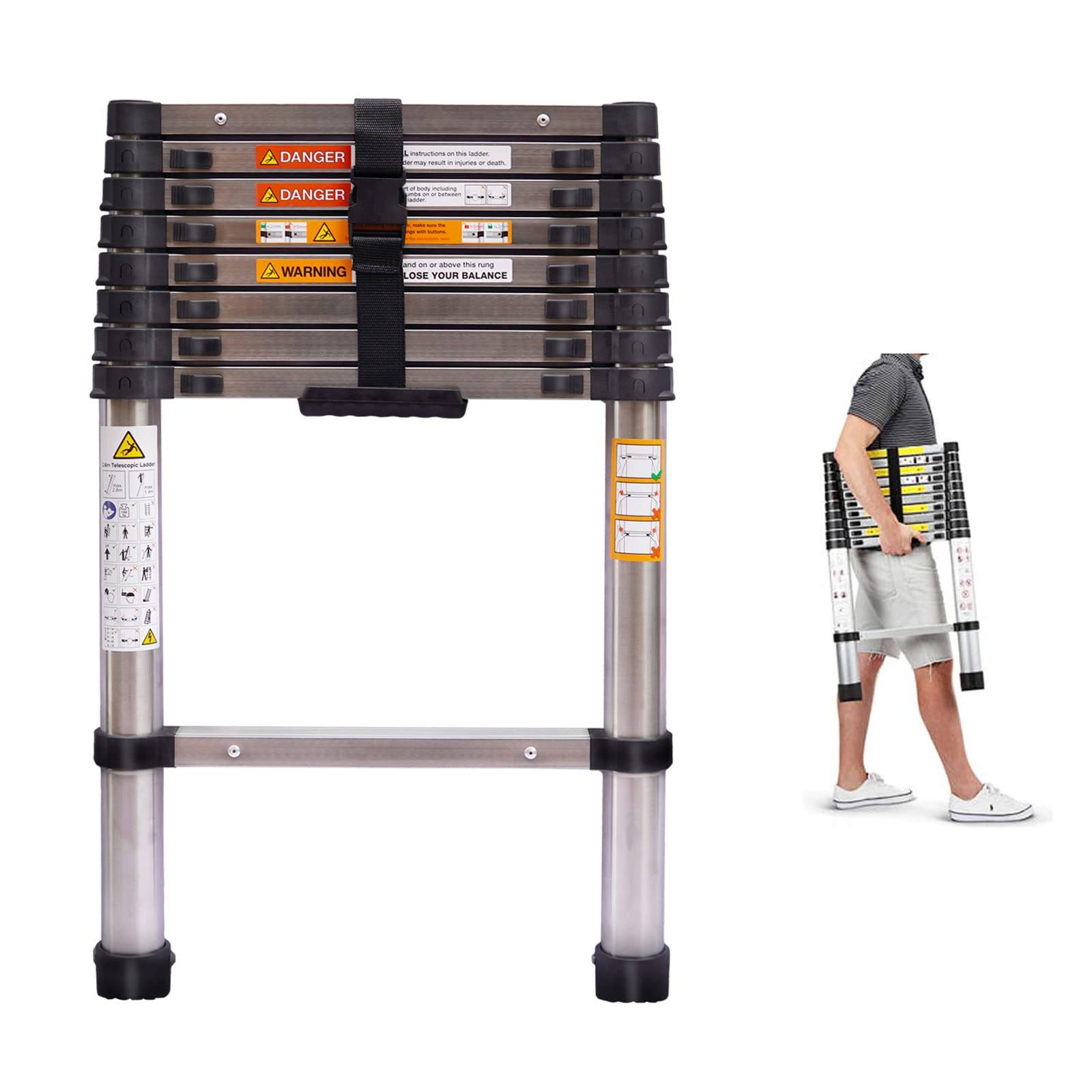 Buy 8.5ft Telescoping Ladder Stainless Steel Construction Portable