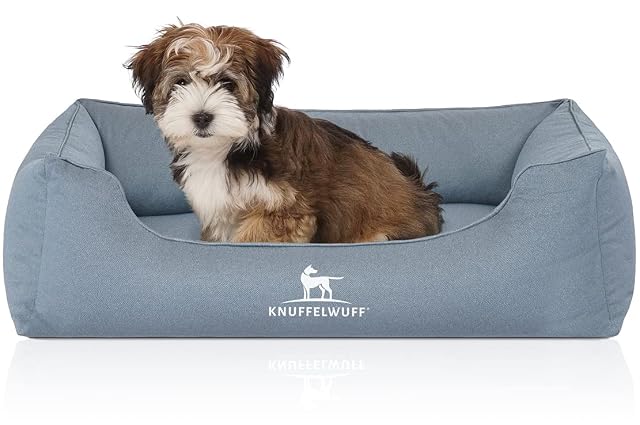 Knuffelwuff 14058-014 Leon - Cama ortopédica para Perros (Impermeable, Lavable, 85 x 63 cm), Color Azul Claro