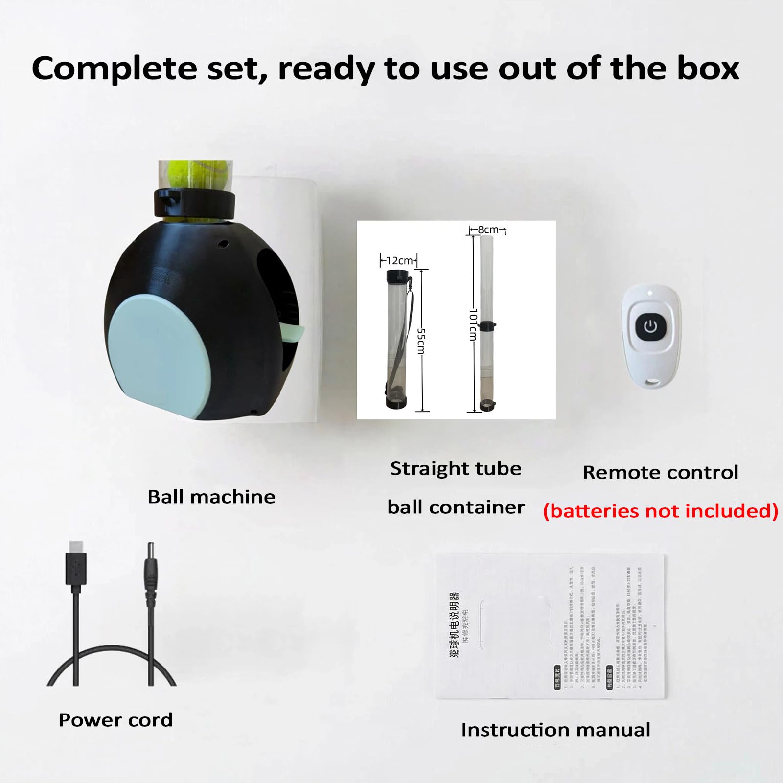 Máquina Lanzapelotas De Tenis Plegable, Portátil, con Capacidad para 18 Pelotas, Frecuencia Ajustable, Control Remoto, Carga USB-C, Ideal para Práctica Y Entrenamiento