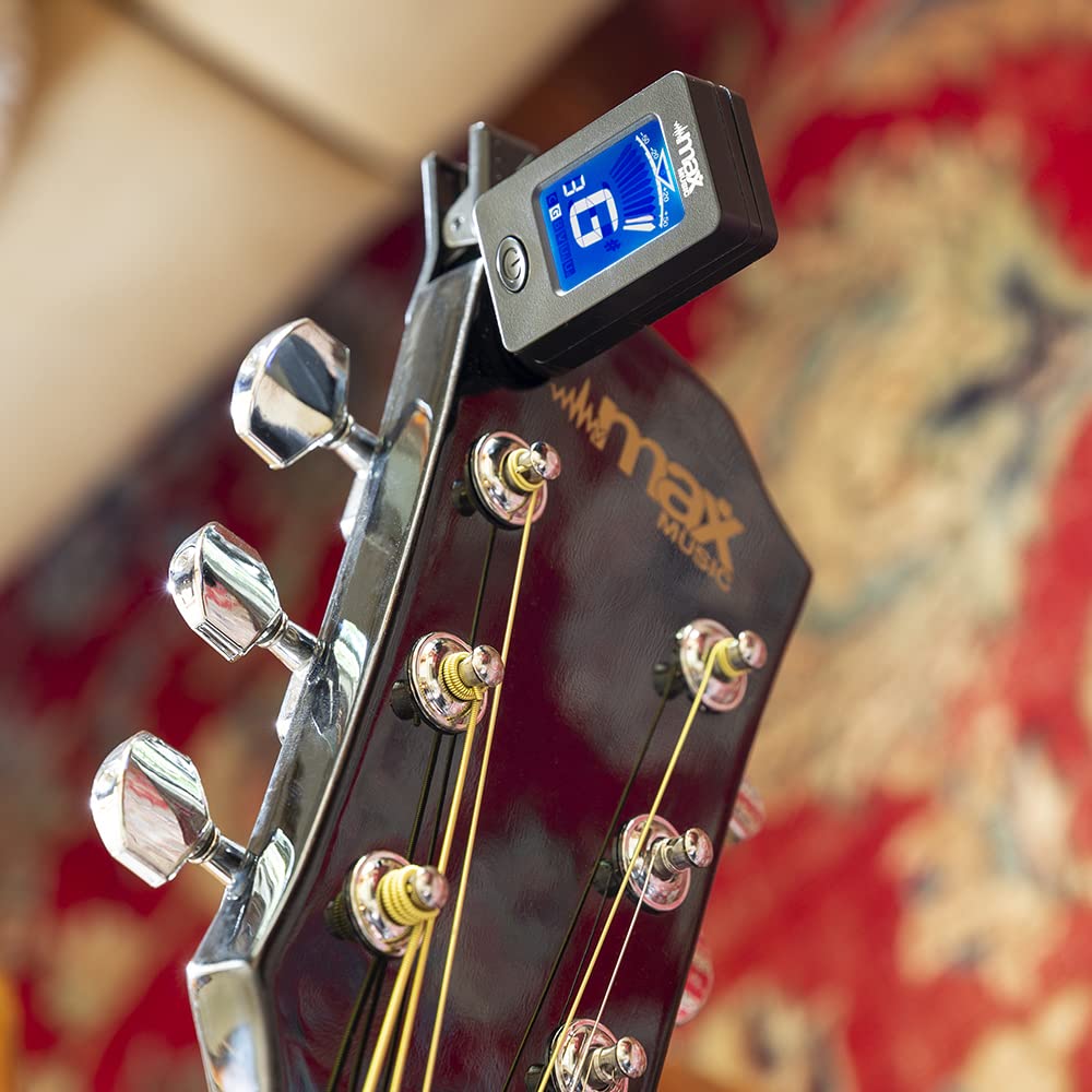 MAX SoloJam Westerngitarre, Akustik Gitarre Set, Acoustic Guitar, Akustikgitarre 4/4 mit Tasche, Plektrum, Stimmgerät, Schultergurt und Stahlsaiten, Anfängergitarre in Schwarz