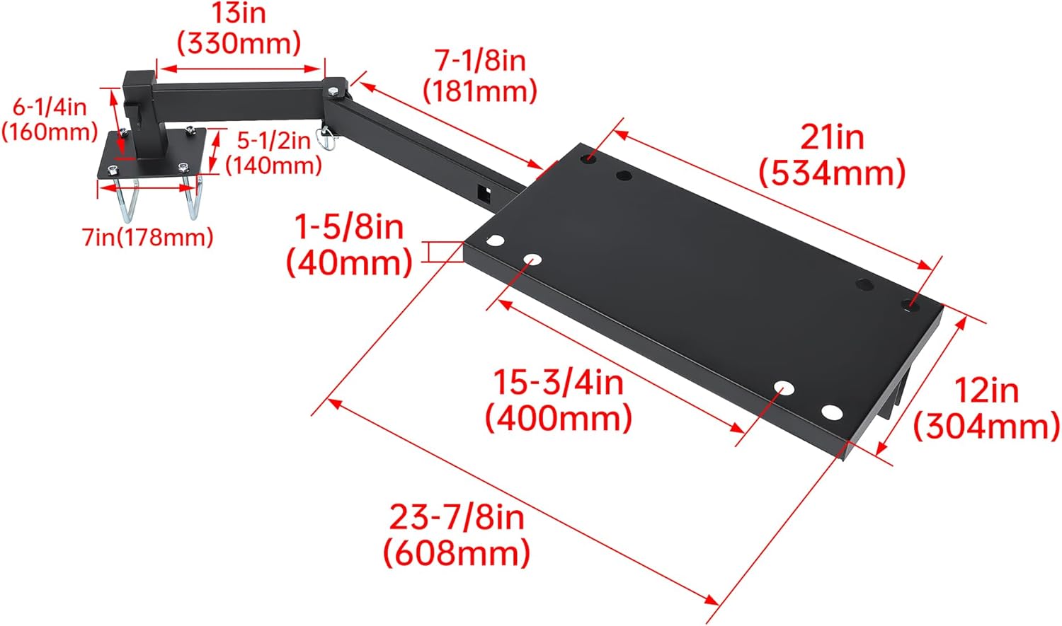 KUAFU RV Griddle N Stow Universal Bumper Grill Mount for RVs Campers Trailers Grilling Tailgating 4" Bumper Mounted