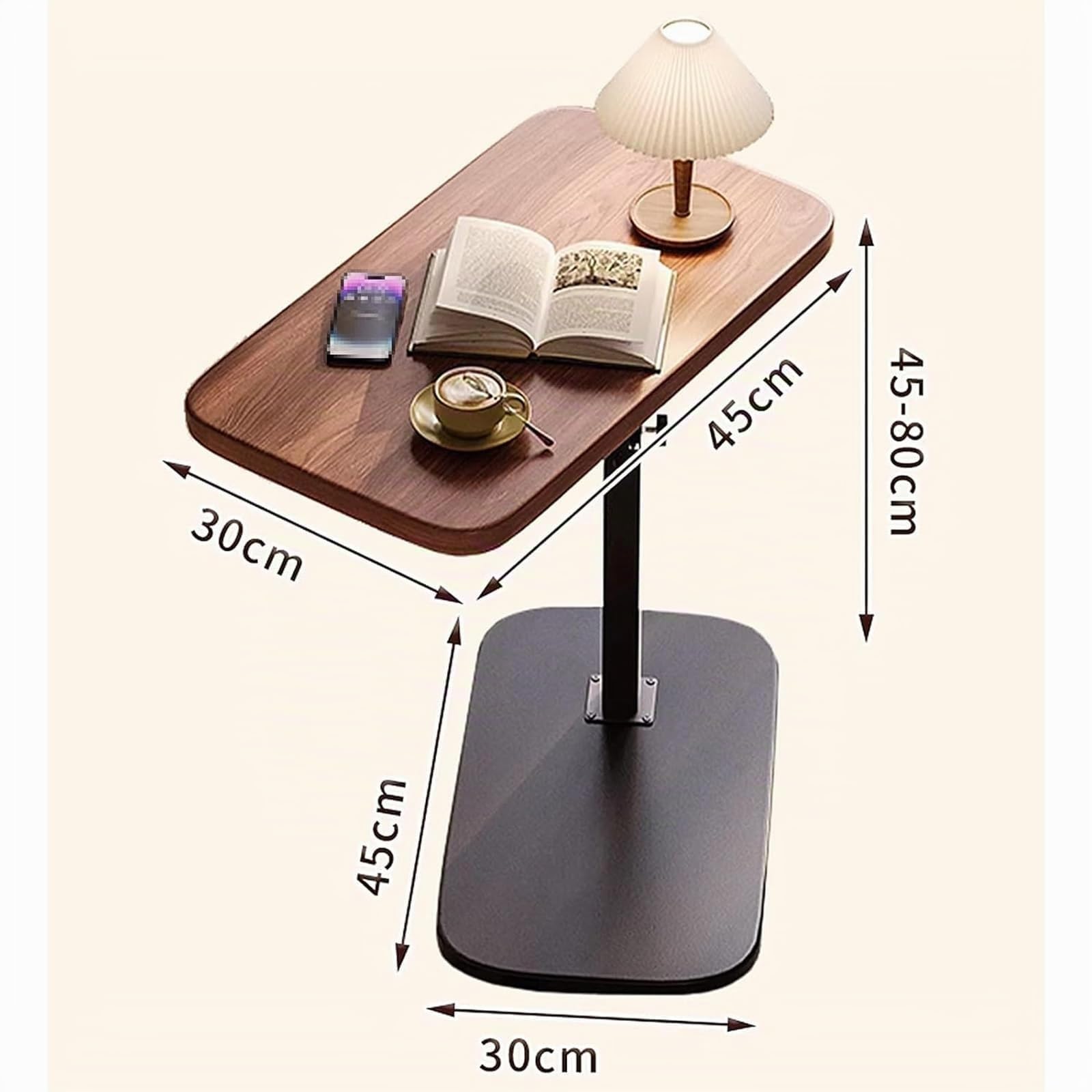 Beistelltisch Holz Klein Couchtisch Sofatisch: C Form Höhenverstellbar Couch Mobiler Kaffeetisch Klein Side Table Laptop Stand für Wohnzimmer Schlafzimmer (Holzfarbe)