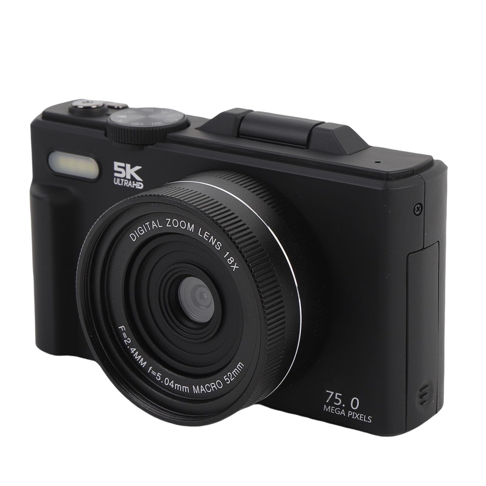 Aparat Cyfrowy dla Dzieci, 5K HD 75MP UHD 18XAF Autofocus Volg Camera z 3 -calowym Ekranem Klapki, Błyskowa i Wideo, Transfer WiFi, Przenośny (BLACK)