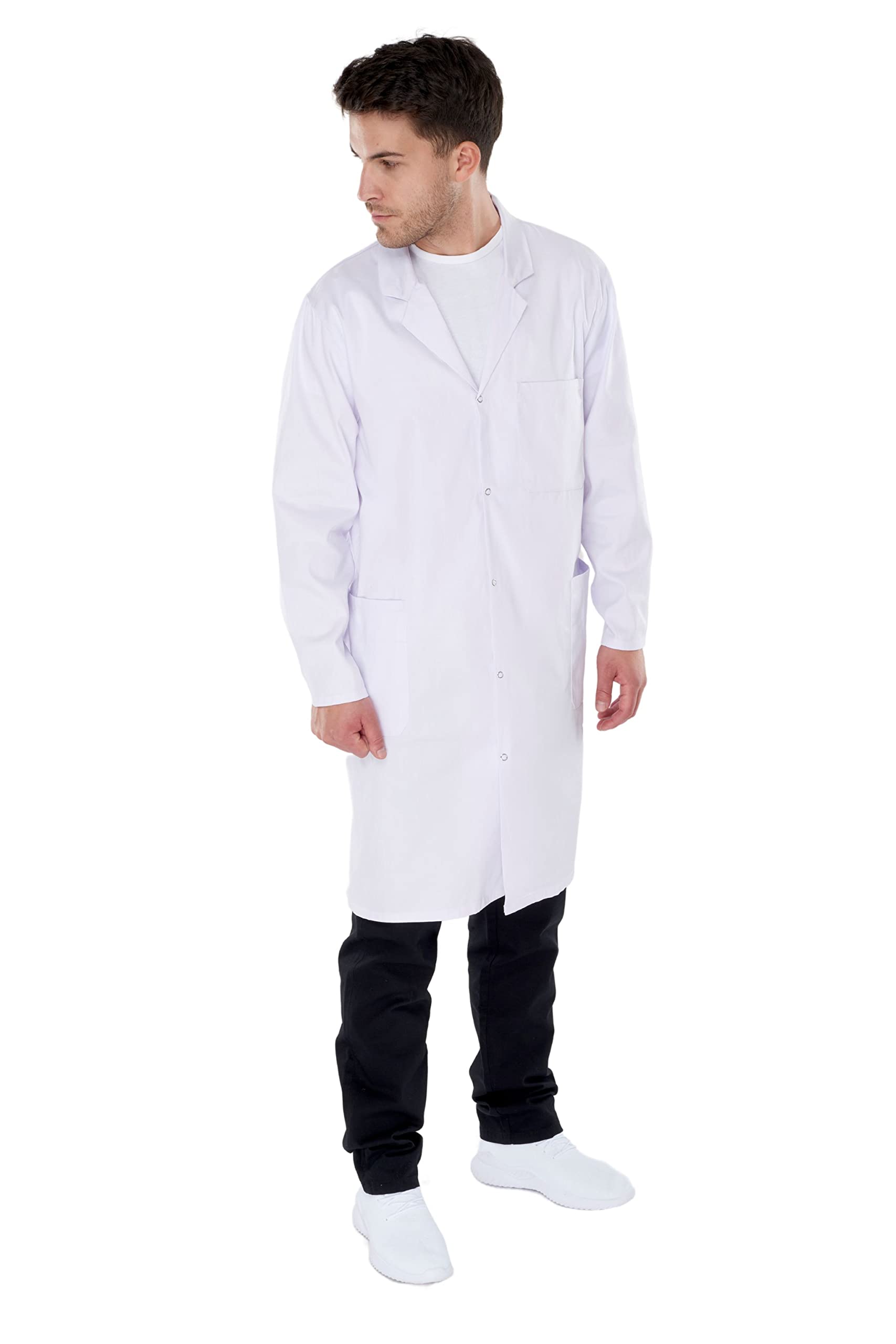 Herren Laborkittel Unisize Baumwolle weiß Labor Kittel Mantel XXS-XXXL