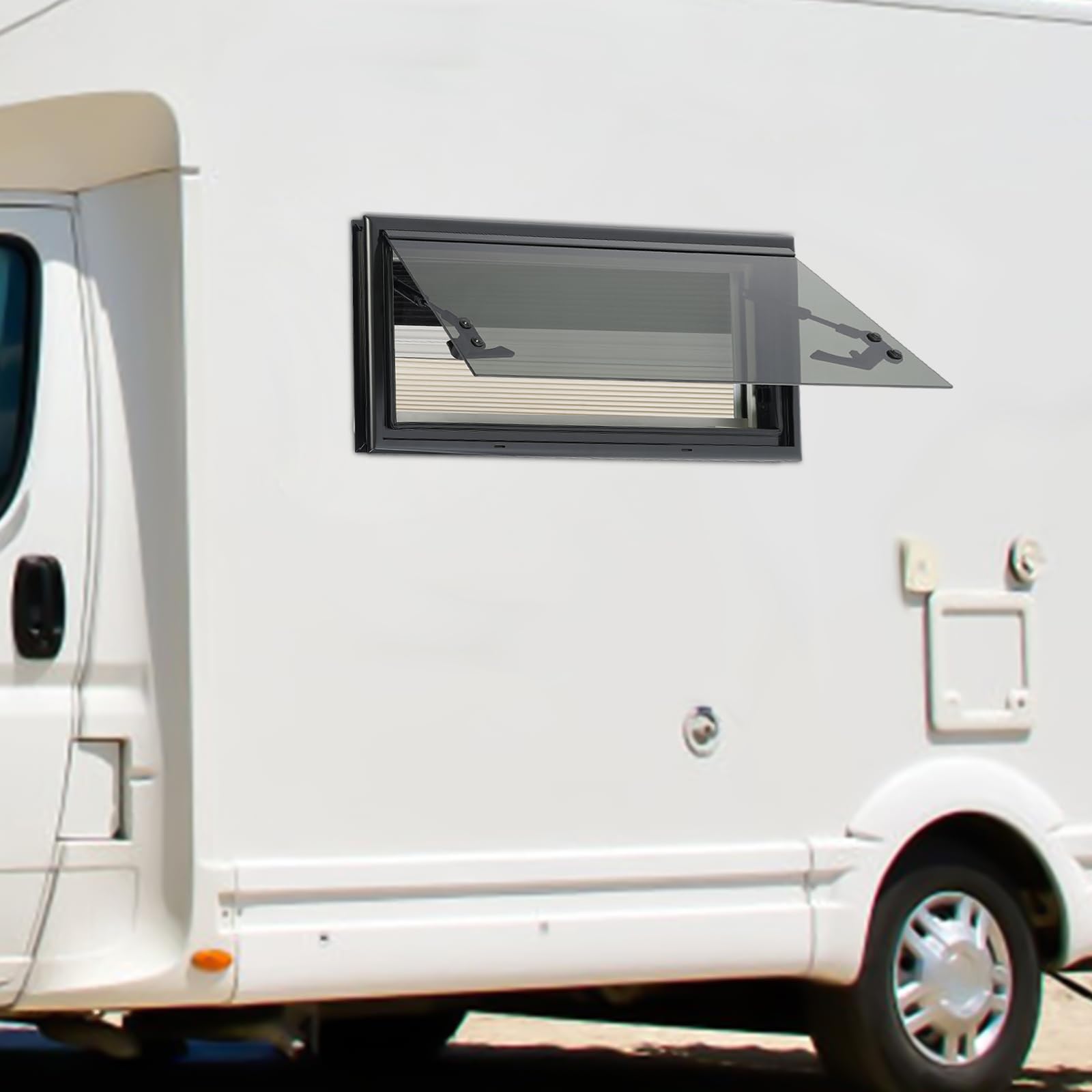 Fenêtre de caravane 700 x 300 mm avec protection solaire, fenêtre basculante pour caravane, van, camping-car, installation facile