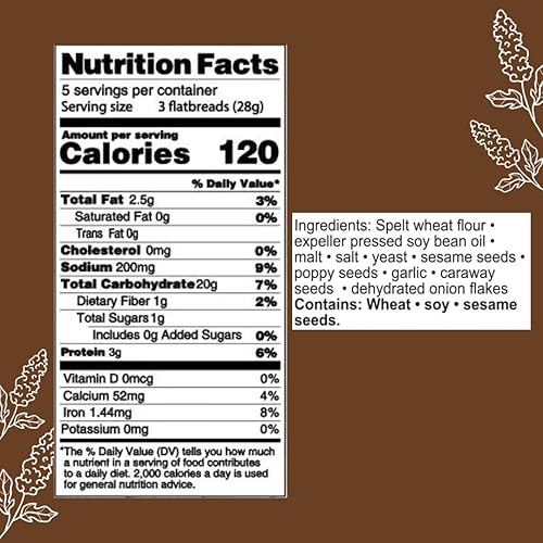 Miniatura 2 de Suzie's Spelt - Galletas de pan plano multisemilla  Paquete de 12  Bajo en grasa y veganas, Kosher, grano de tren  Opción de aperitivo saludable