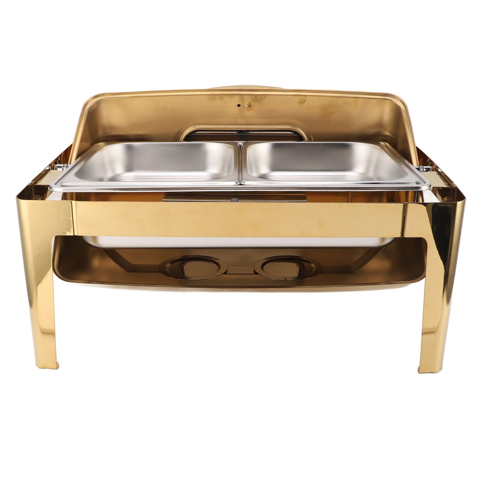 Qcwwy Chafing Dish, Diseño de Tapa de Vidrio Transparente Buffet Calentador de Alimentos Marco de Acero Inoxidable Chafing Dish Eléctrico Fácil Limpieza Chafing Dish Buffet Set (2