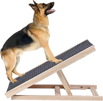 Foldable Dog Ramp 6-Level Adjustable Pet Ramp for Couch, Bed, SUV 2.4-16h, 27.6 Long, Holds 100 Lbs, Non-Slip Portable Dog Stairs for Small & Large Dogs