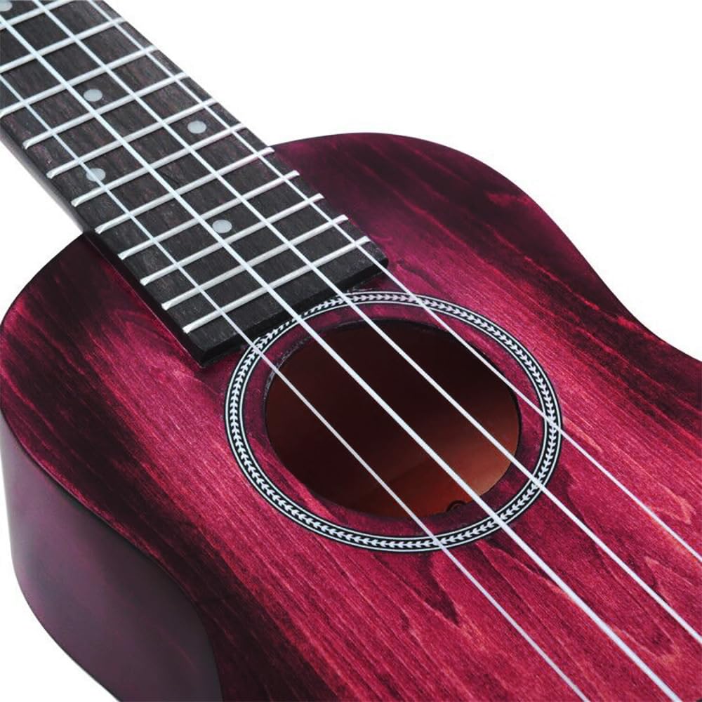 Winzz Ukulele Soprano 21 Pollici - Kit per Bambini, Adulti e Principianti - Rosso Unico Con 8 Accessori: Accordatore, Custodia, Tracolla, Corde