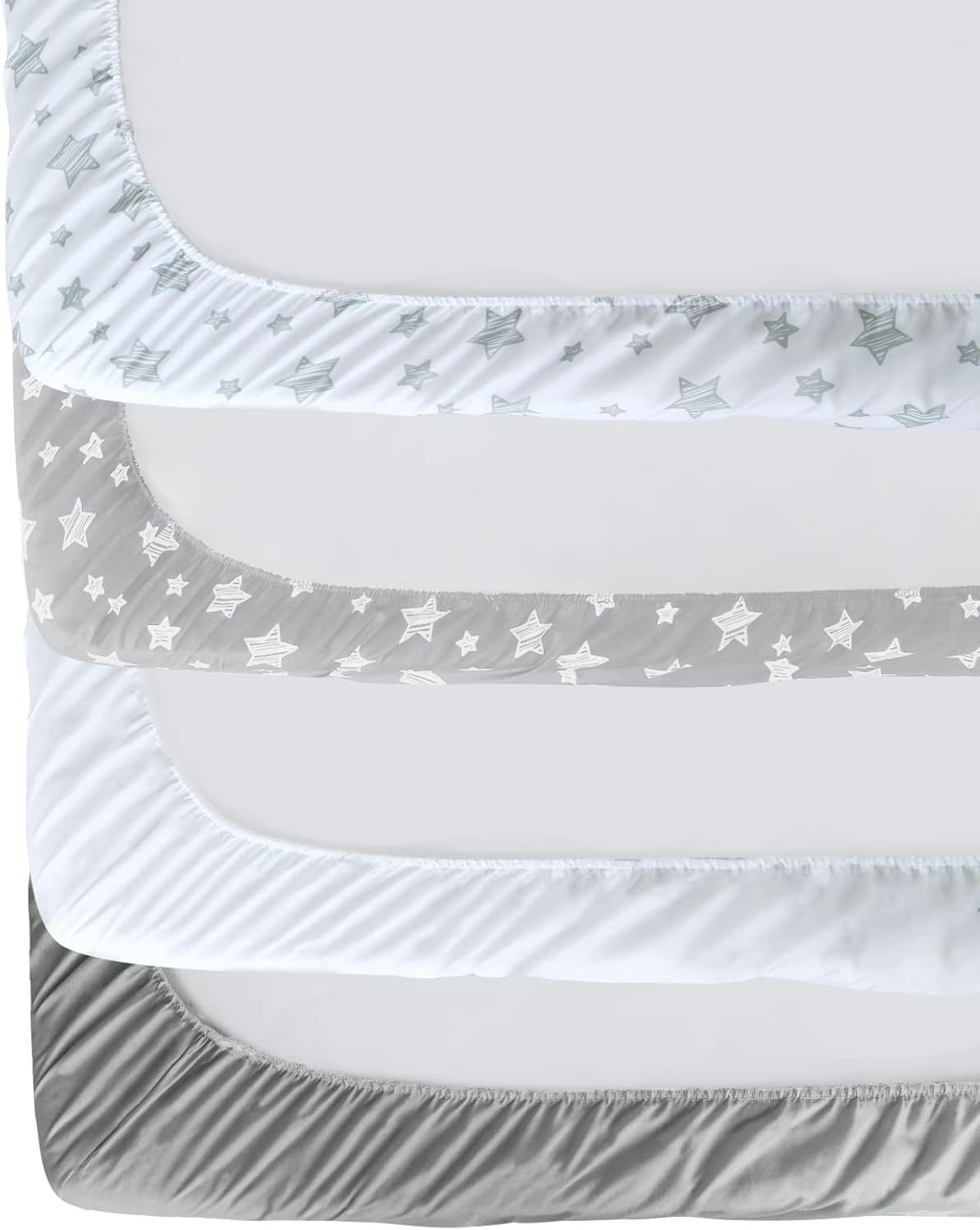 Crib Sheets for Boys or Girls 4 Pack, Fitted Crib Sheet for Standard Size Crib and Toddler Mattresses, Soft and Breathable Crib Sheets Baby Gift Boy Set, White