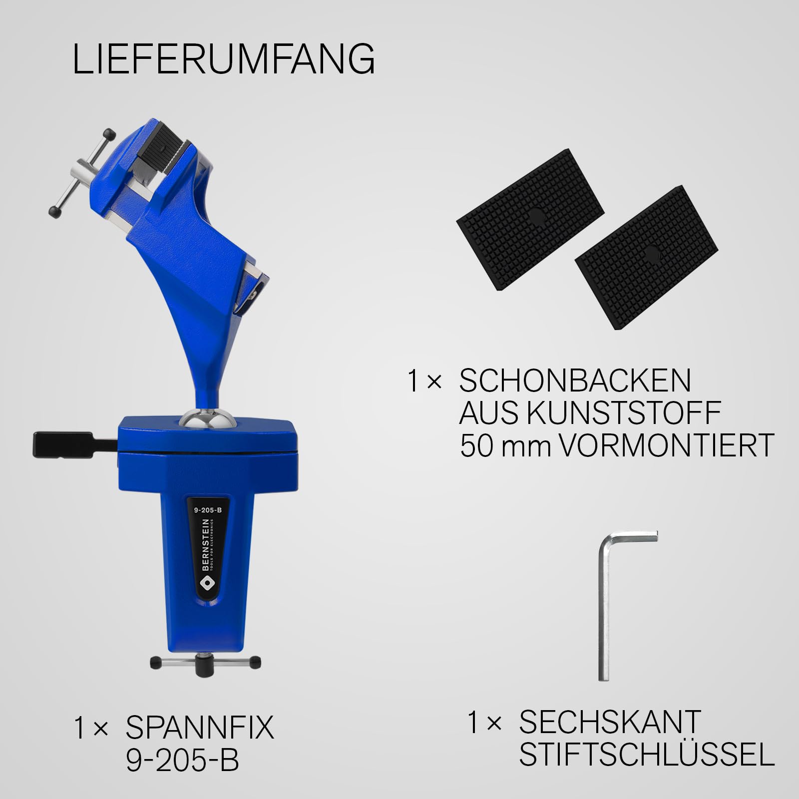 Spannfix - Tornillo de banco con articulación esférica, color azul