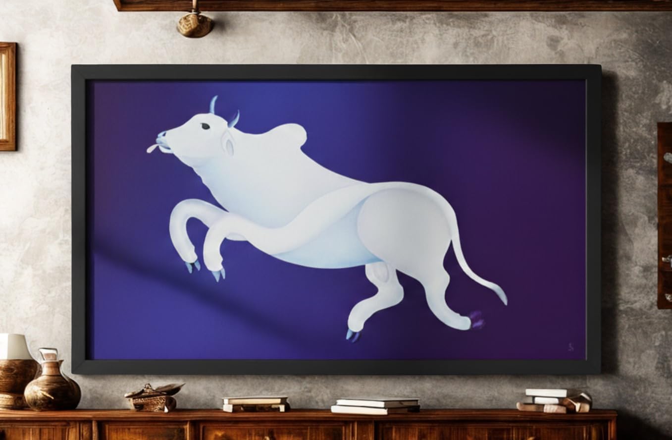 HAMARAGHARR Bull Vastu Painting | Premium Framed Wall Art for Home & Office | Symbol of Strength, Prosperity & Positive Energy | Ideal for Living Room, Study, Corporate Space, Size-M (42L x 23.5H, Inch)-image-31