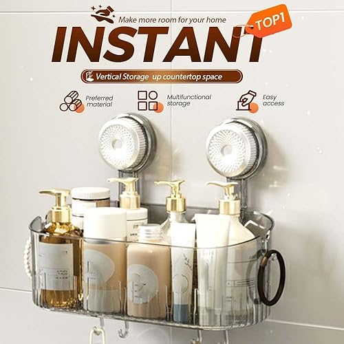 Miniatura 4 de AIIONP Caja de almacenamiento con succión para baño sin taladro, nuevo estante con ventosa 2026, organizador de ducha portátil para el hogar, cesta