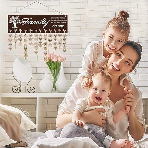 Miniatura 7 de Regalos para el día de la madre, calendario de madera para recordatorios de cumpleaños familiares, regalo de cumpleaños para el día de la madre,