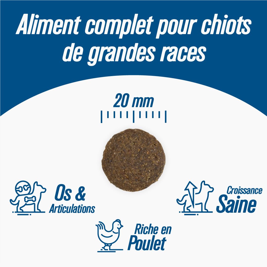 Iso dog - Croquettes Haut de Gamme pour Chiens en Croissance de Grande Race - sans Gluten - Digestion optimale - Riche en Poulet - 14kg - sans OGM - Matières premières 100% Naturelles