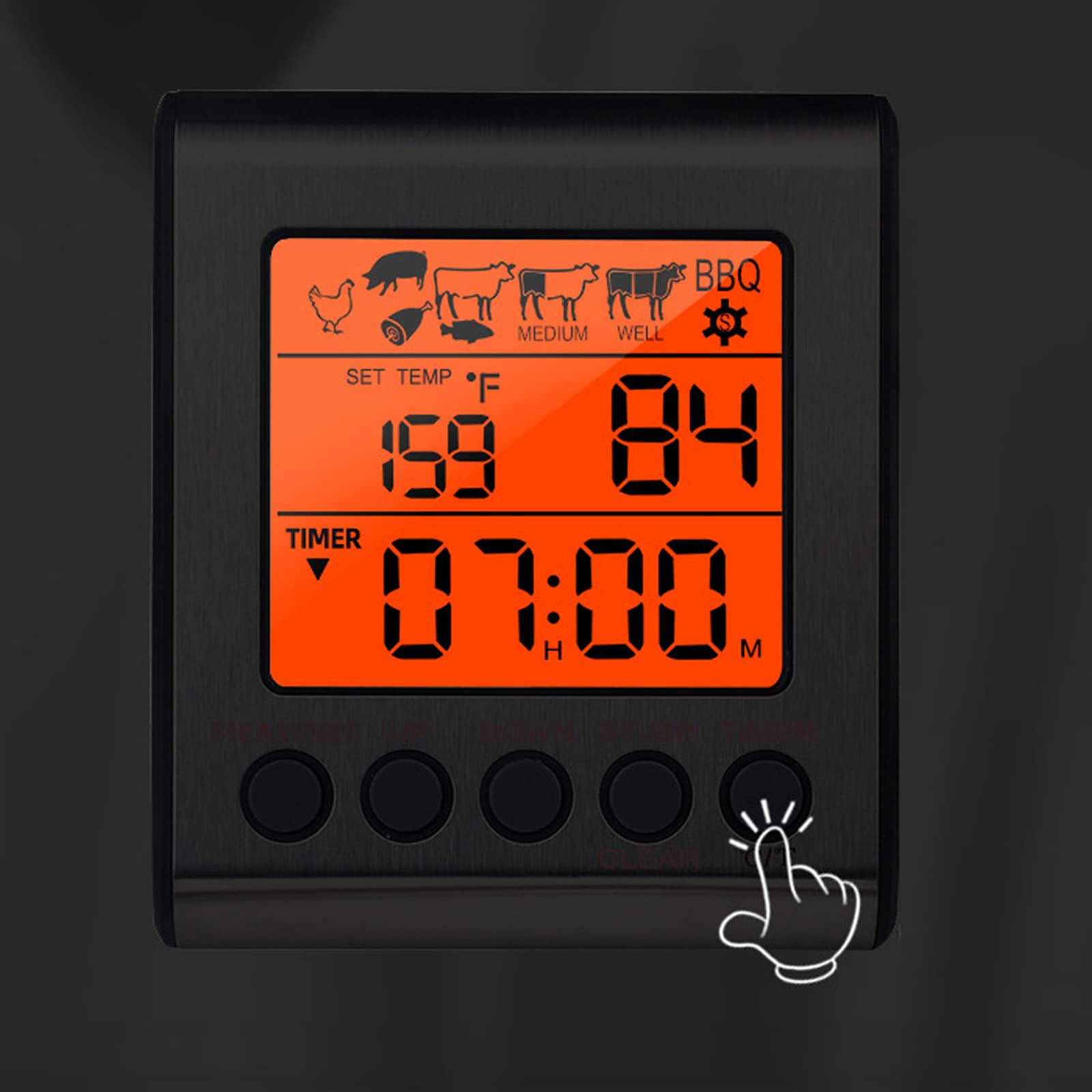 Termómetro digital para cocinar carne con sonda dual, termómetro para carne de lectura instantánea con función de alarma y calibración