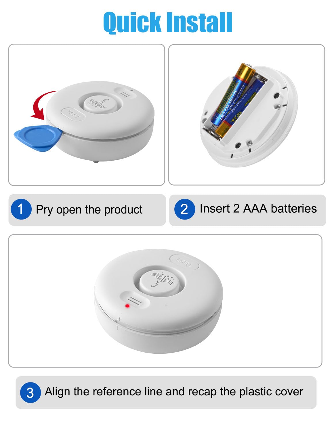 Paquete de 5 detectores de alarma de fugas de agua, sensor de agua de alerta fuerte de 120 dB, IP66 impermeable, alerta sensible de fugas y goteo, fácil instalación para el hogar, prevención de