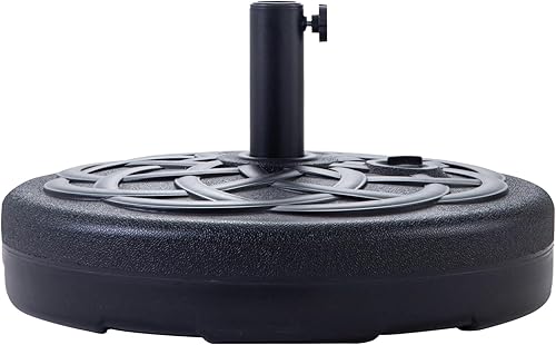 Miniatura 5 de FLAME&SHADE Base redonda rellenable de agua de 112 libras para patio, mesa de mercado, sombrilla al aire libre, color negro