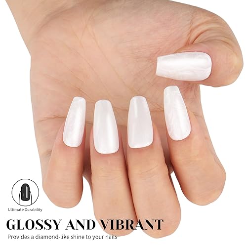 Miniatura 4 de TUTUYU Esmalte de uñas de gel White Pearl de 0.51 onzas líquidas de color blanco perla brillante para salón de manicura o arte de uñas en casa -
