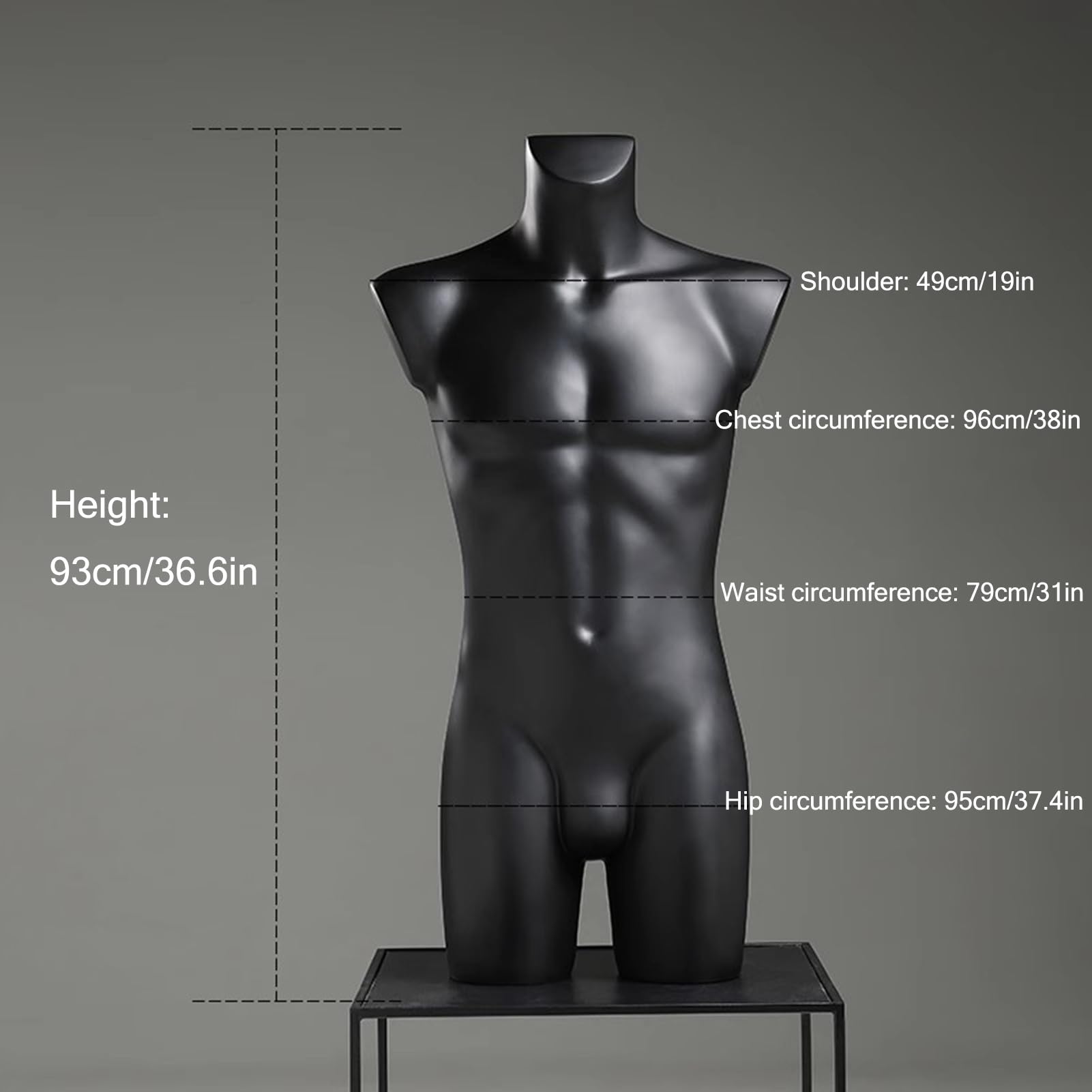 Manichino Torso di manichino da Uomo per Lingerie, Corpo di manichino Maschile Leggero da 36,6 Pollici per Sartoria, vetrina, casa(White)