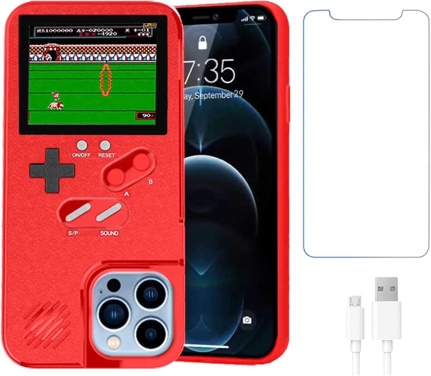 WeLohas Gameboy Case for iPhone 13 Mini,Handheld Retro 168 Classic Games,Color Video