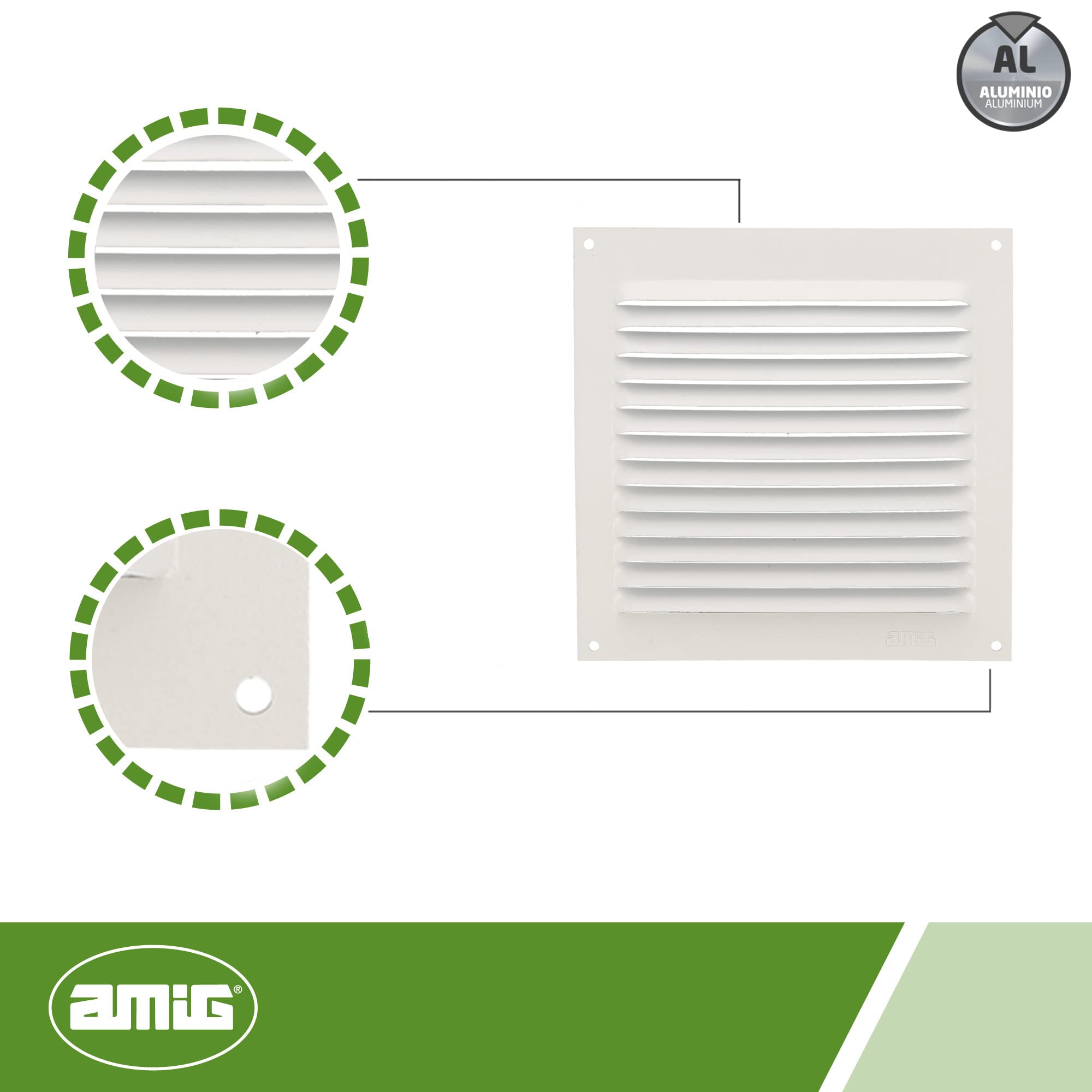 Amig Grille 3-150 x 150 x 0.6 Aluminium White Display, 150 x 150 mm - Image 3