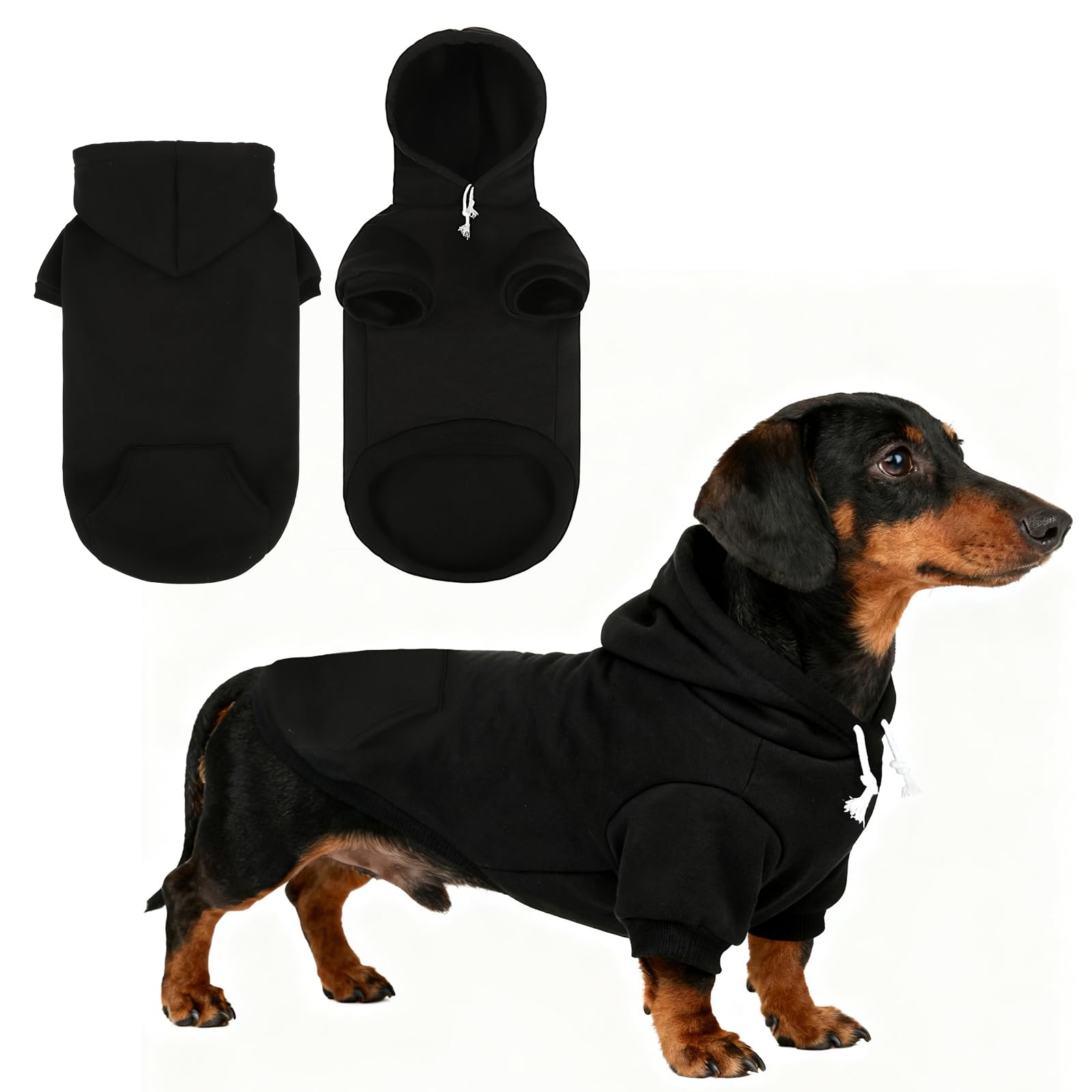 KOOLTAIL Dachshund Dog Hoodie - Soft and Warm Dogs Hoodie Sweater with Leash Hole and Pocket, Pet Winter Coat, Cold Weather Clothes Sweatshirt for Small Medium Large Dogs Puppy Cat Boys Girls XL