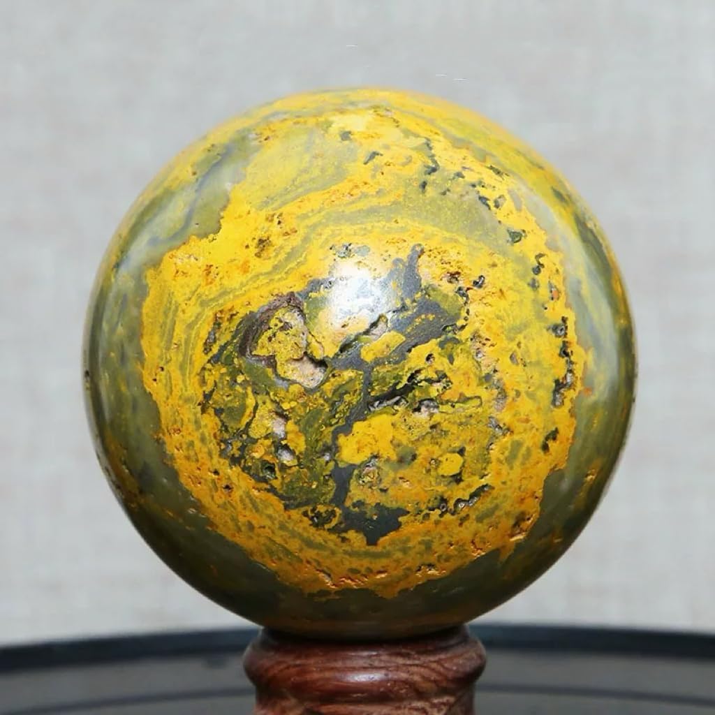Yellow Bumblebee Jasper Crystal Ball - Gem Crystal Sphere Meditation Balls for Witchcraft and Decorative Balls, Meditation & Feng Shui Home Decor (40-50mm)