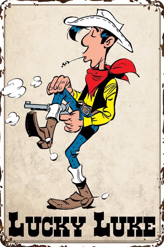 LUCKY LUKE Blechschild Comic Serie Fans – Western, Cowboy, Wild West Deko Schild, humorvolle Abenteuer 20 x 30 cm