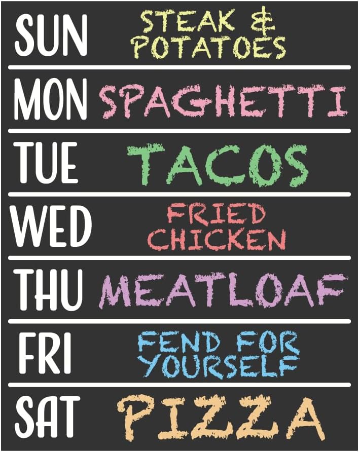 Weekly Meal Planner Chalkboard Sign - 11.5x14.5 Reusable Weekly Planner - Dinner Menu Board, Chore Chart, and Business Hours Sign - Wall Mount