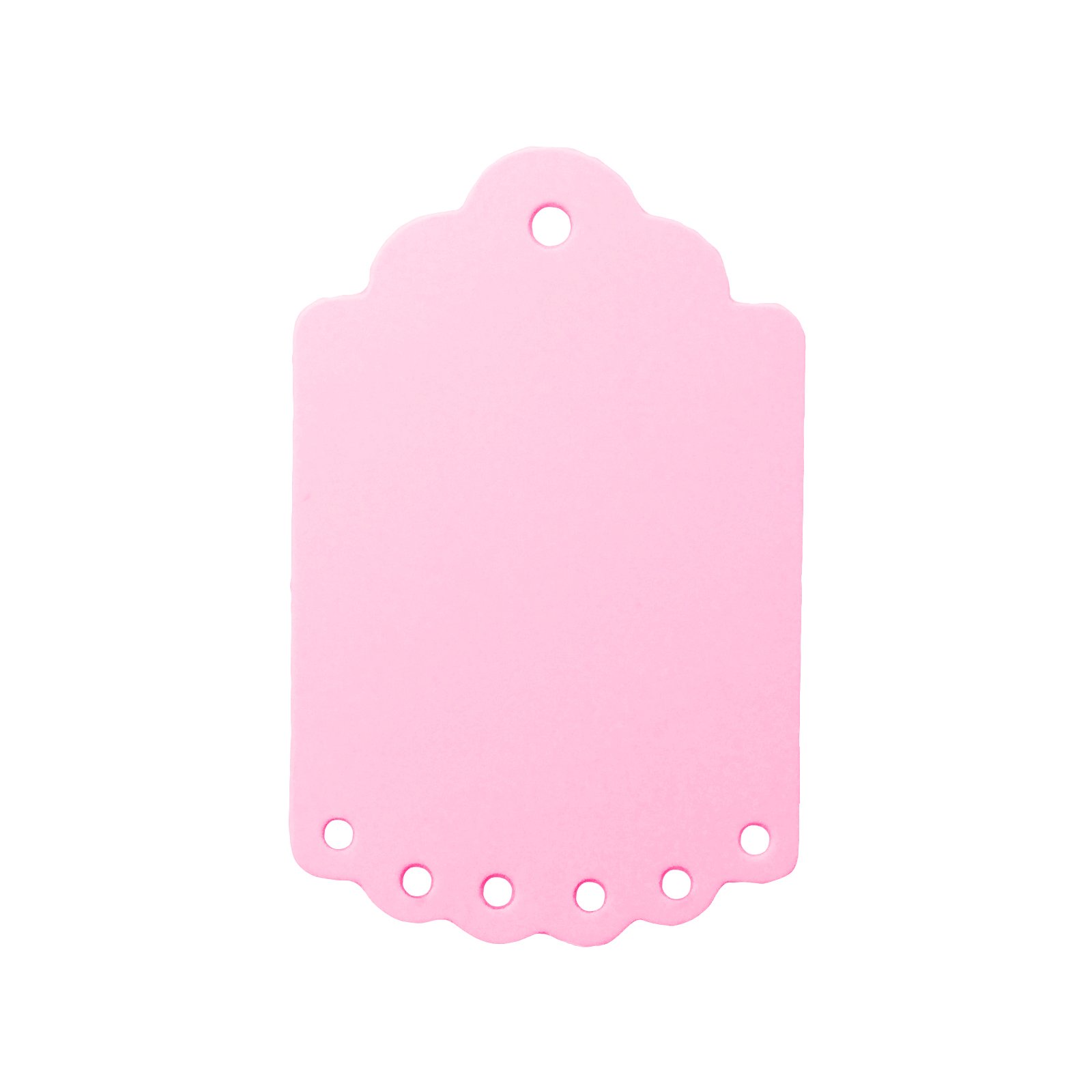 LWR CRAFTS 100 Hang Tags Scalloped Top and Bottom Rectangle with Jute Twines 100ft (2 3/4" x 1 3/4", Rose Pink)