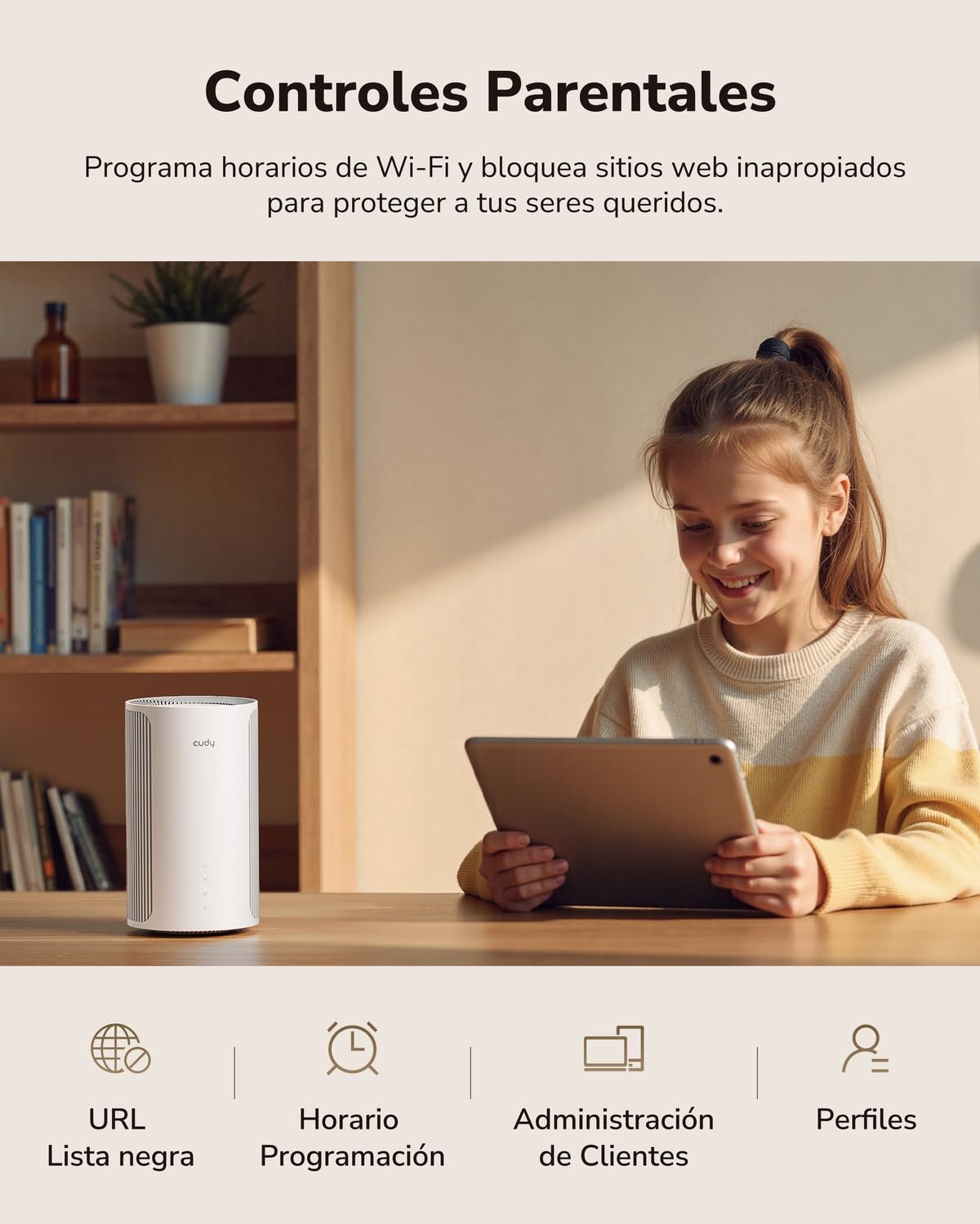 Cudy BE6500 WiFi 7 Sistema Red Mesh Doble Banda 140m² 2.5G M6500 1-Pack | Conecta 200+ Dispositivos, Puerto LAN 1G, Multi-Link Operation MLO, 4K-QAM, Seguridad WPA3, App iOS Android, 8K Streaming VR