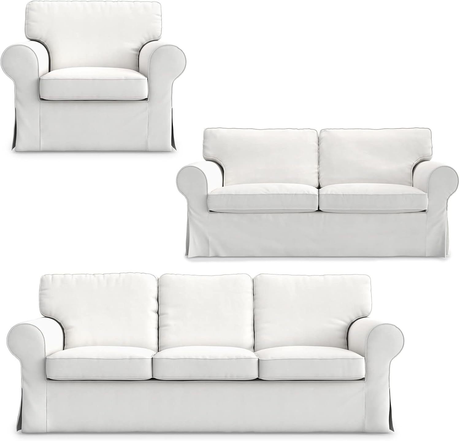 MASTERS OF COVERS Ektorp Sofa Slipcover Bundles White Sofa Slipcover