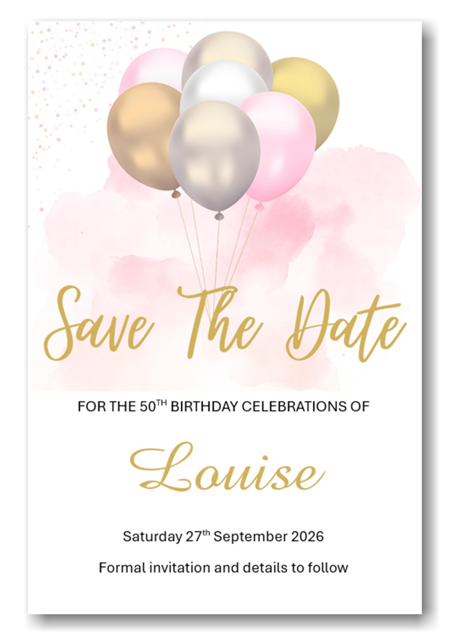 Personalised Birthday - Wedding Save The Date Cards With Envelopes SD56 (90 Cards)