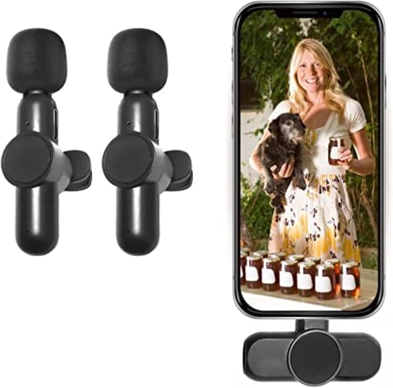 Wireless Lavalier Microphone for Video Recording Lapel Microphone for iPhone Wireless Lapel mic for ipad Clip on 2 Microphones lav Microphone for Interview,Tiktok, YouTube,Live Stream