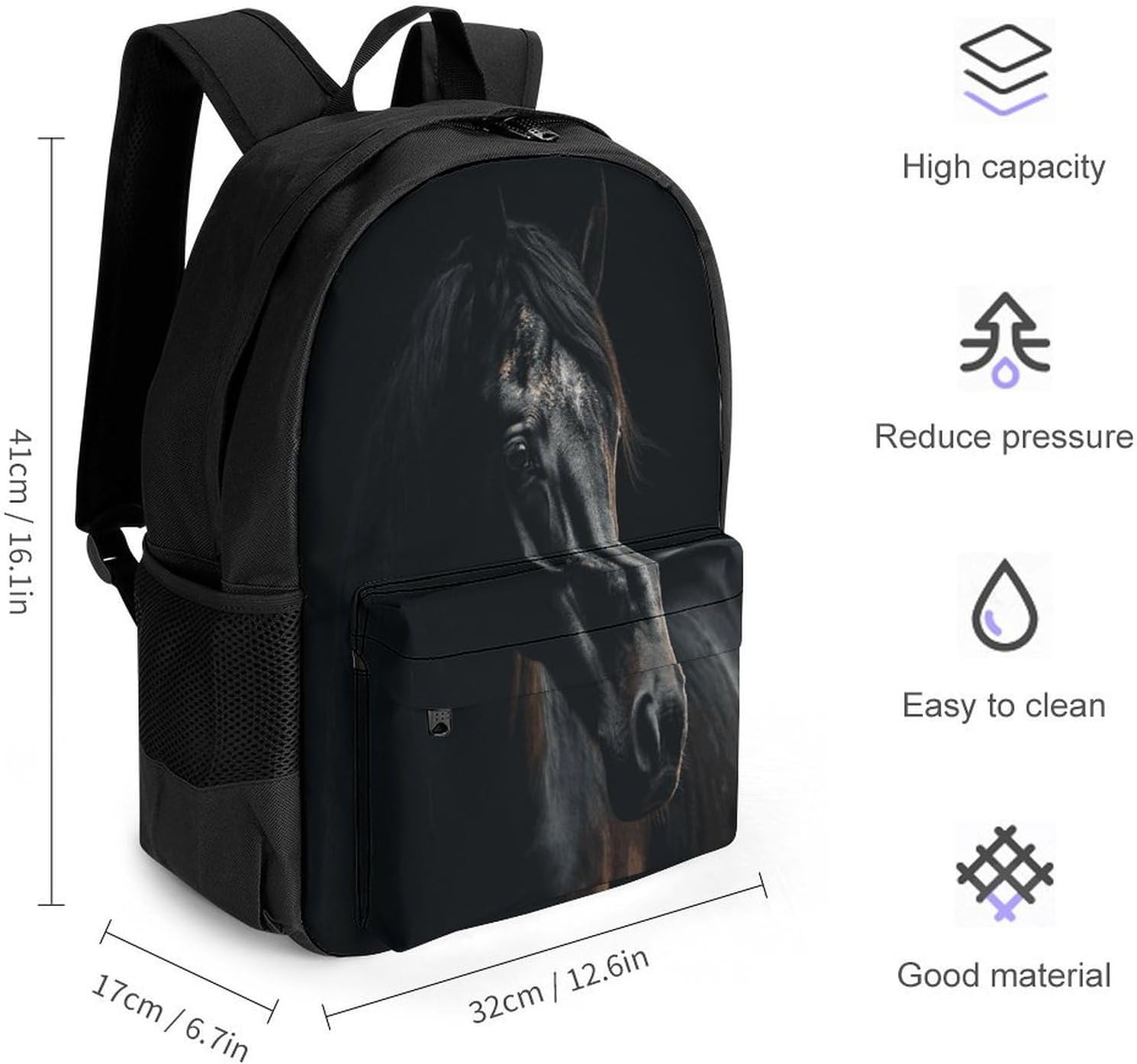 A Dark Horse Backpack Daypack Travel Backpack | Lightweight Casual Laptop Backpack for Women Men Aesthetic Travel Bag for Weekender Business Hiking Outdoor