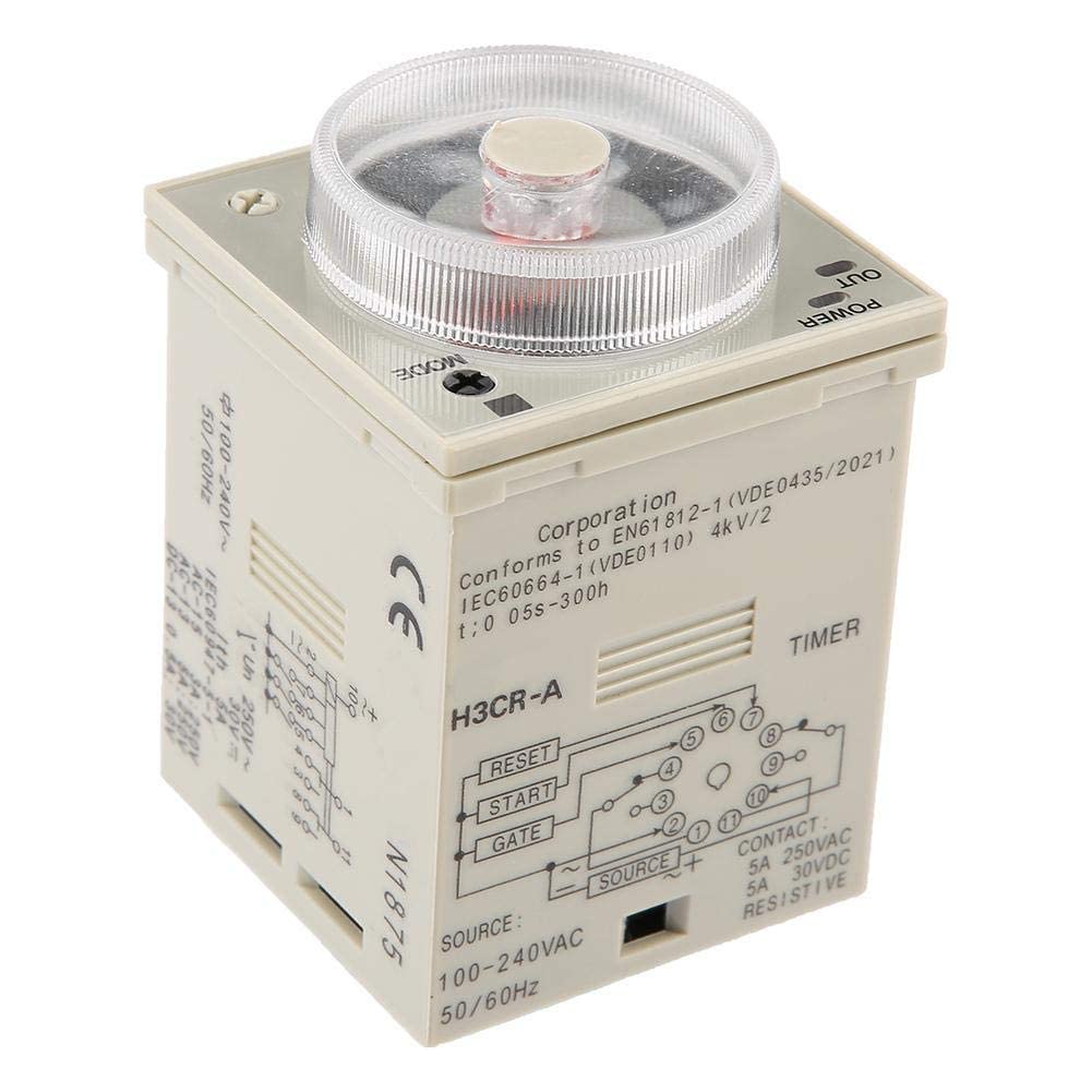 H3CR-A 11-Pin rango de tiempo de temporizador de retardo ajustable 100-240VAC 100-125VDC 0.5S-300H relé de tiempo de control de perilla