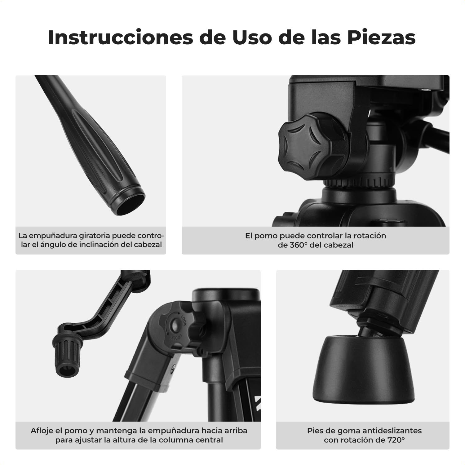 K&F CONCEPT Mini Trípode Mesa para Cámara, S233A0 Trípode de Aluminio 64cm con Control Remoto Pequeño y Portátil para Cámaras DSLR, Videocámaras, Teléfonos, Proyectores y Telescopios