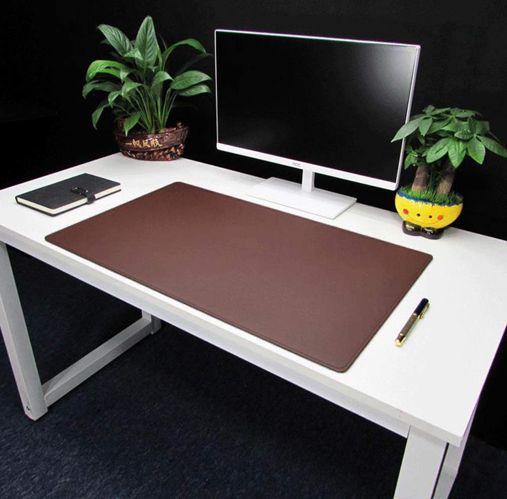 Luxuriöse Schreibtischunterlage aus Leder, multifunktional, für Büro, Tastatur, Schreibunterlagen, wasserdicht, für Zuhause, Laptop, Gaming-Matten für Manager, Herren, Studenten, braun, 90 x 60 cm