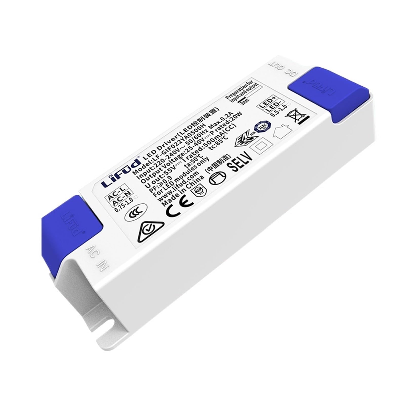 FCARUMIQP Flicker Free LED Driver 500mA 25-40V 13-20W LF-GIF022YA0500H Lighting Power Supply Indoor Light