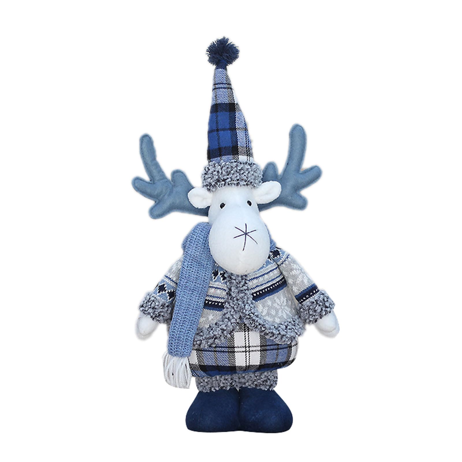 Hsioluted Christmas Blue Series Fabric Cloth Dolls Decoration for Tree Ornaments Santa Deer Figurine Window Ornament Christmas Decoration