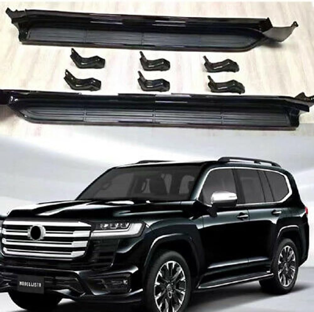 Black Running Boards Side Steps Nerf Bars Fits for Land Cruiser LC300 J300 2021 2022 2023 2024 2PCS Set