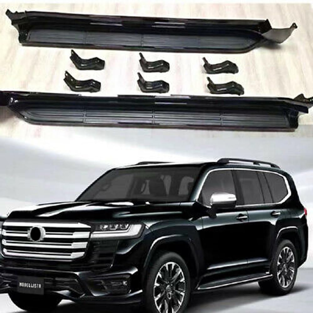 Black Running Boards Side Steps Nerf Bars Fits for Land Cruiser LC300 J300 2021 2022 2023 2024 2PCS Set